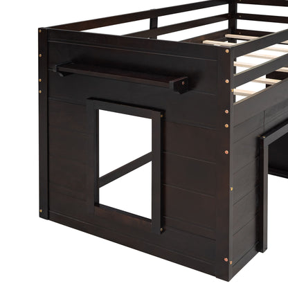 Loft Bed With Cabinet And Shelf