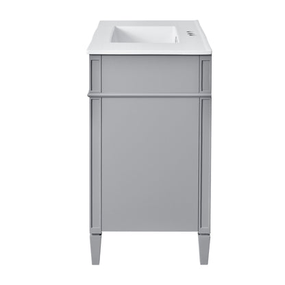 Bathroom Vanity With Mirror Cabinet, Single Sink With 2 Soft Closing Doors And 4 Drawers