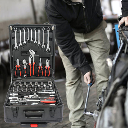 899 Piece Home Repair Tool Set With Rolling Plastic Toolbox, 4 Drawers, General Household Maintenance Kit