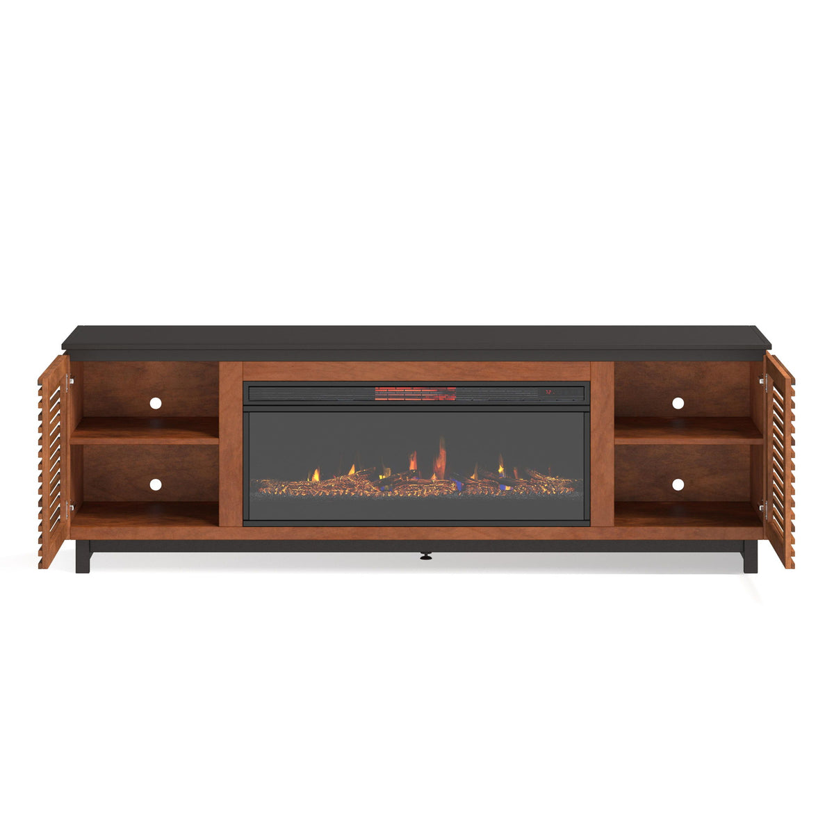 Fireplace TV Stand Console For TVs Up To 100" - Black / Bourbon