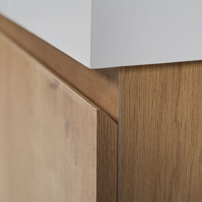 Double Sink Bathroom Vanity, Cabinet & Soft Close Doors, Divided Drawers, Wall Mounted Storage - Wood