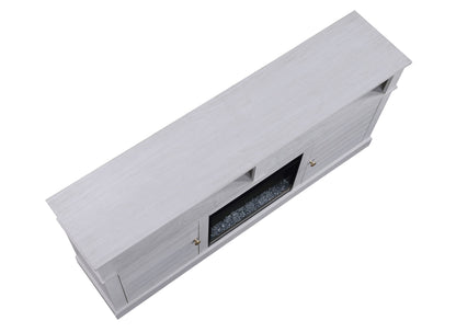 Terra - TV Stand Console With Fireplace - White Walnut