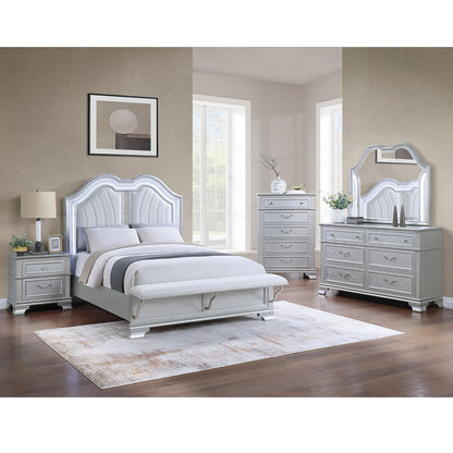 Elegant Bed With Built In Footboard Bench, USB