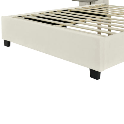 Upholstered Platform Bed With Big Headboard