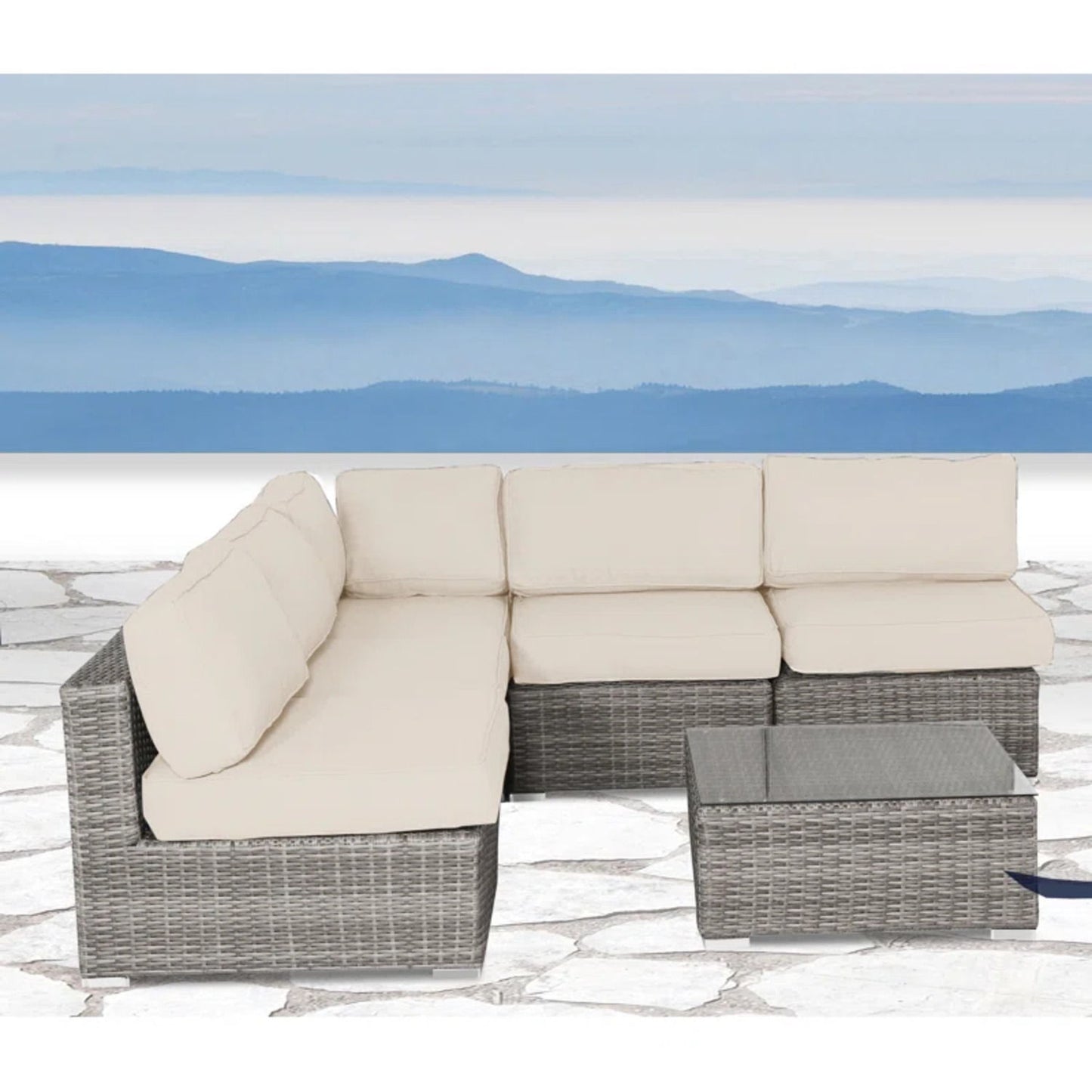 Seating Set With Cushions Handcrafted Wicker Design