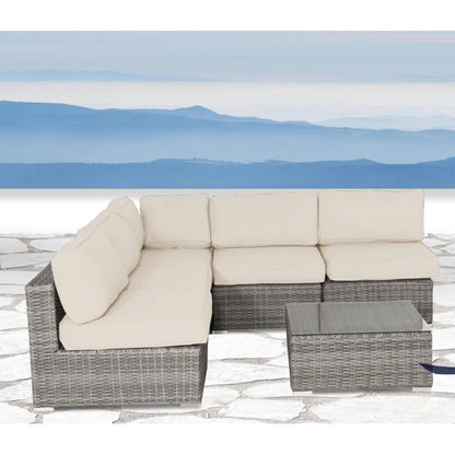 Seating Set With Cushions Handcrafted Wicker Design