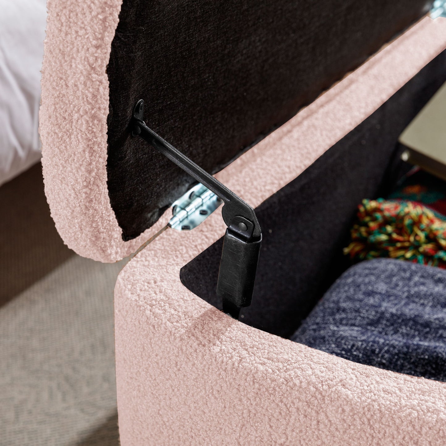 Storage Ottoman Bench For End Of Bed Legs, Modern Camel Faux Fur Entryway Bench Upholstered Padded With Storage For Living Room Bedroom