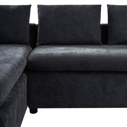 Modern L Shaped Sectional Sofa With Upholstery And Wooden Storage