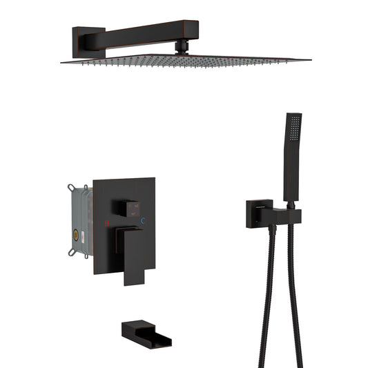 10" Wall Mounted Square Shower System With Rough In Valve