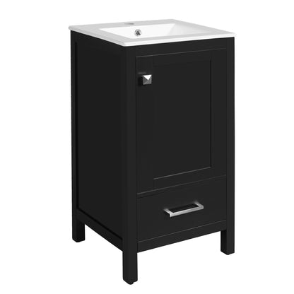 Bathroom Vanity With Ceramic Sink, Soft Close Drawers, Door Organizer, Divider Drawer, Adjustable Foot Pads