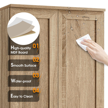 Storage Cabinet With Adjustable Shelves, 2 Doors, Rectangle Design For Bathroom