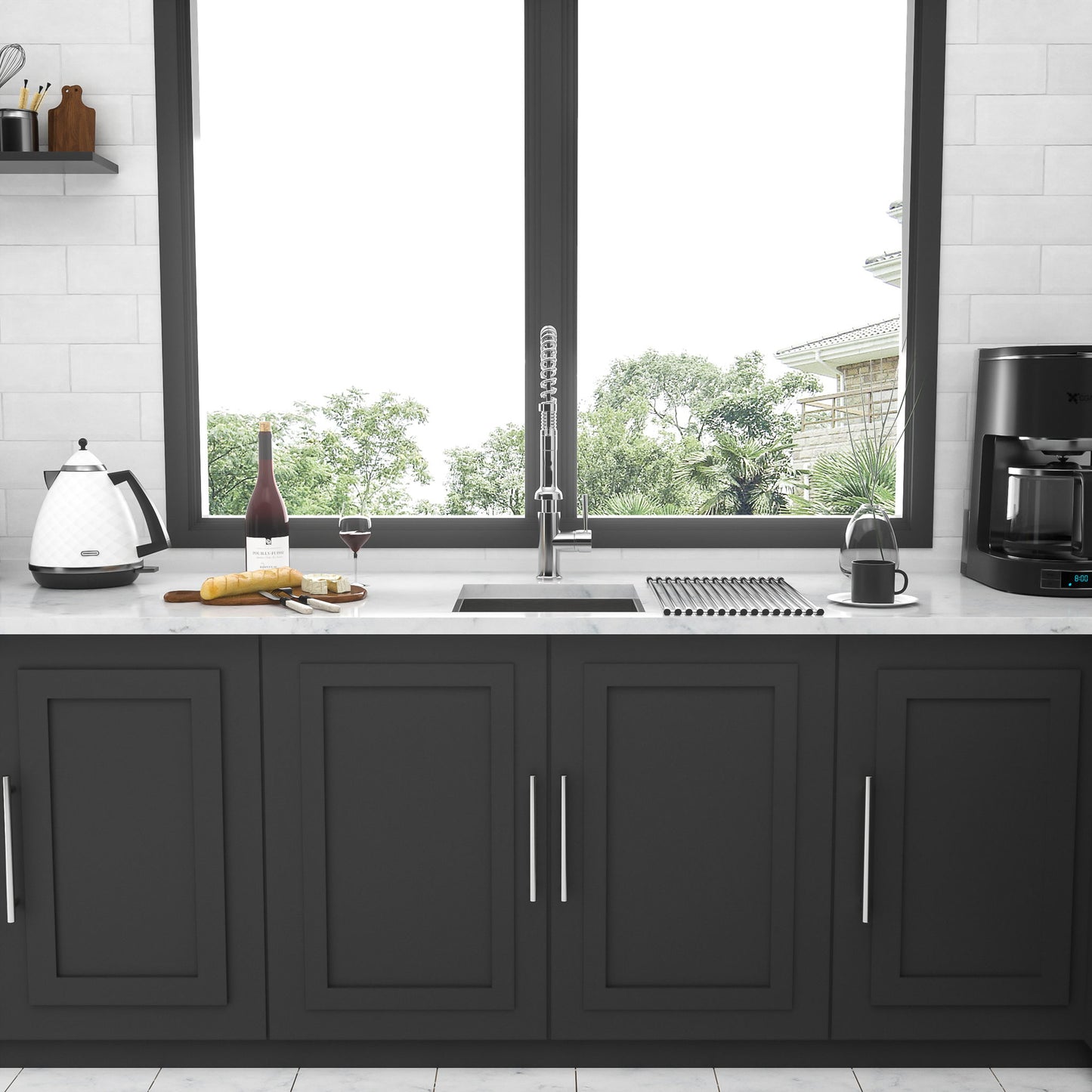 13" Undermount Stainless Steel Kitchen Sink 16 Gauge 9" Deep Single Bowl Basin - Brushed Nickel