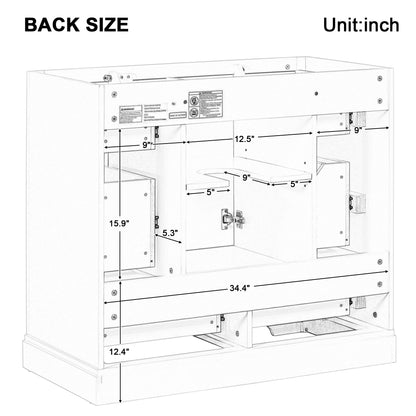 Modern Bathroom Vanity With Sink, 6 Drawers, Adjustable Shelf
