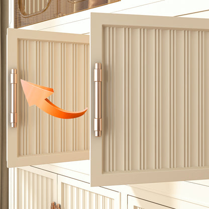 Portable Wardrobe Closet Storage Organizer With 9 Magnetic Doors - Cream White