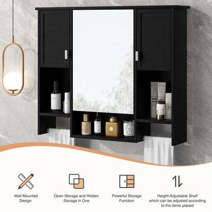 Wall Mounted Bathroom Storage Cabinet With Mirror, Medicine Cabinet With Towel Bar