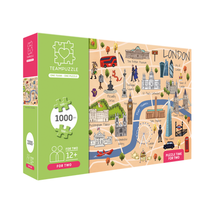 TEAMPUZZLE FOR TWO: London – 1,000-Piece Couple's Jigsaw Puzzle – Includes Scan & Explore – Ages 12+
