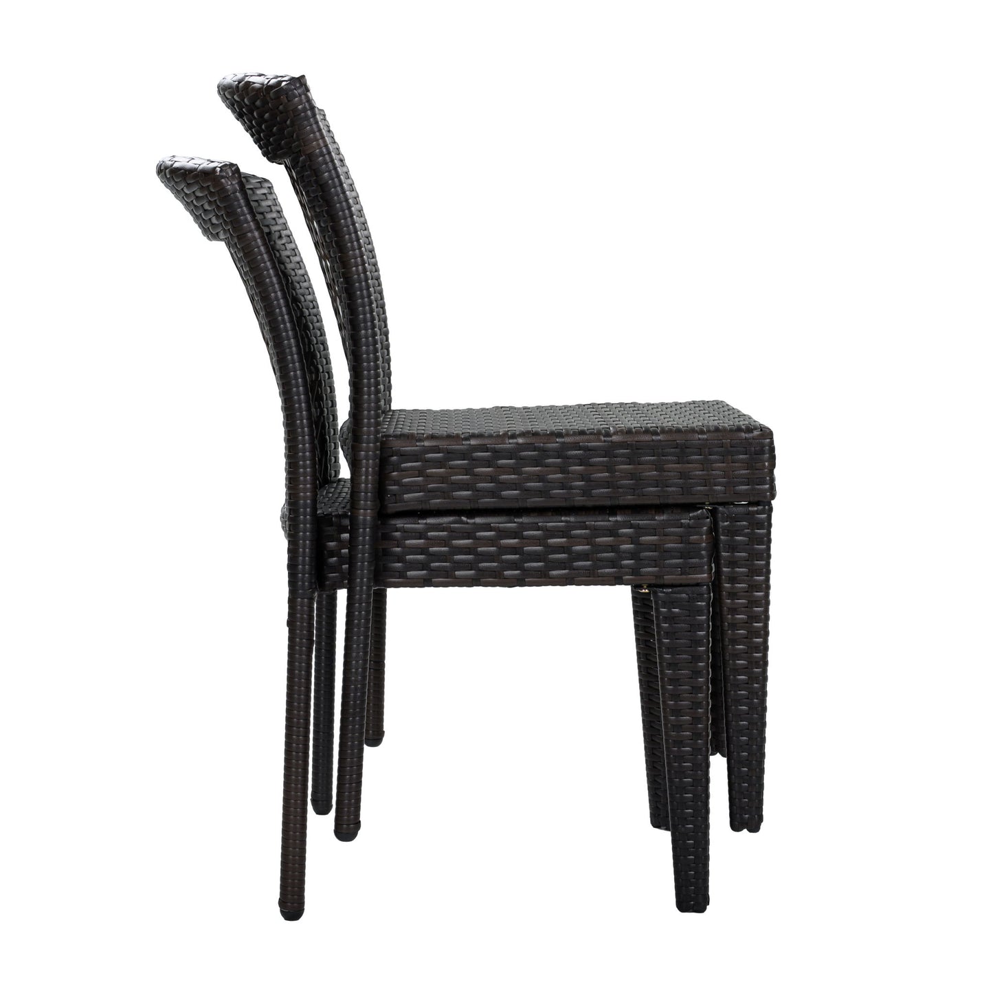 7 Piece Outdoor Patio Dining Set With Table & 6 Chairs - Brown / Brown Multi