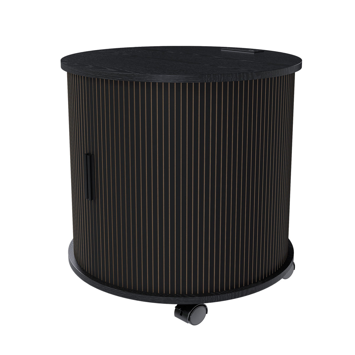 Cylinder Nightstand With Charging Station & Sliding Door