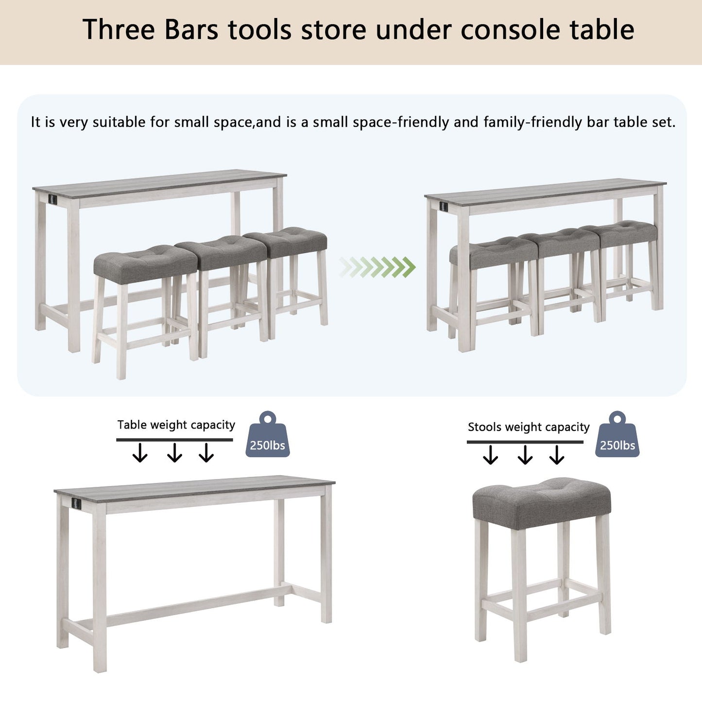 4 Piece Bar Table Set With Power Outlet