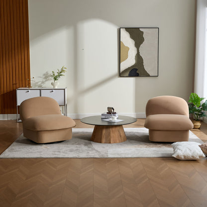 Pumpkin Shaped Swivel Accent Chair, 360 Degree Rotation For Living Room