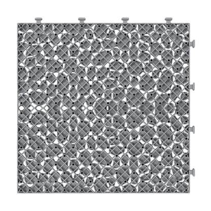Interlocking Deck Tiles Plastic Waterproof Outdoor All Weather Anti-Slip Bathroom Shower Balcony Porch Strong Weight Capacity Upto 440 Lbs, Pebble Stone Pattern