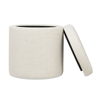 Brandy - Round Upholstered Storage Ottoman With Accent