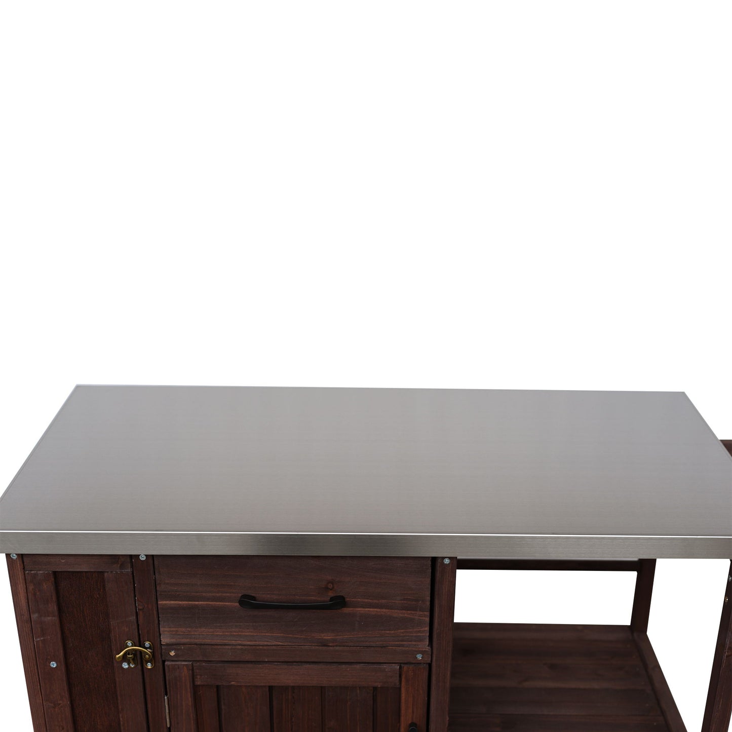 Outdoor Kitchen Island Prep Station With Lockable Wheels, Ample Storage, Towel & Spice Racks