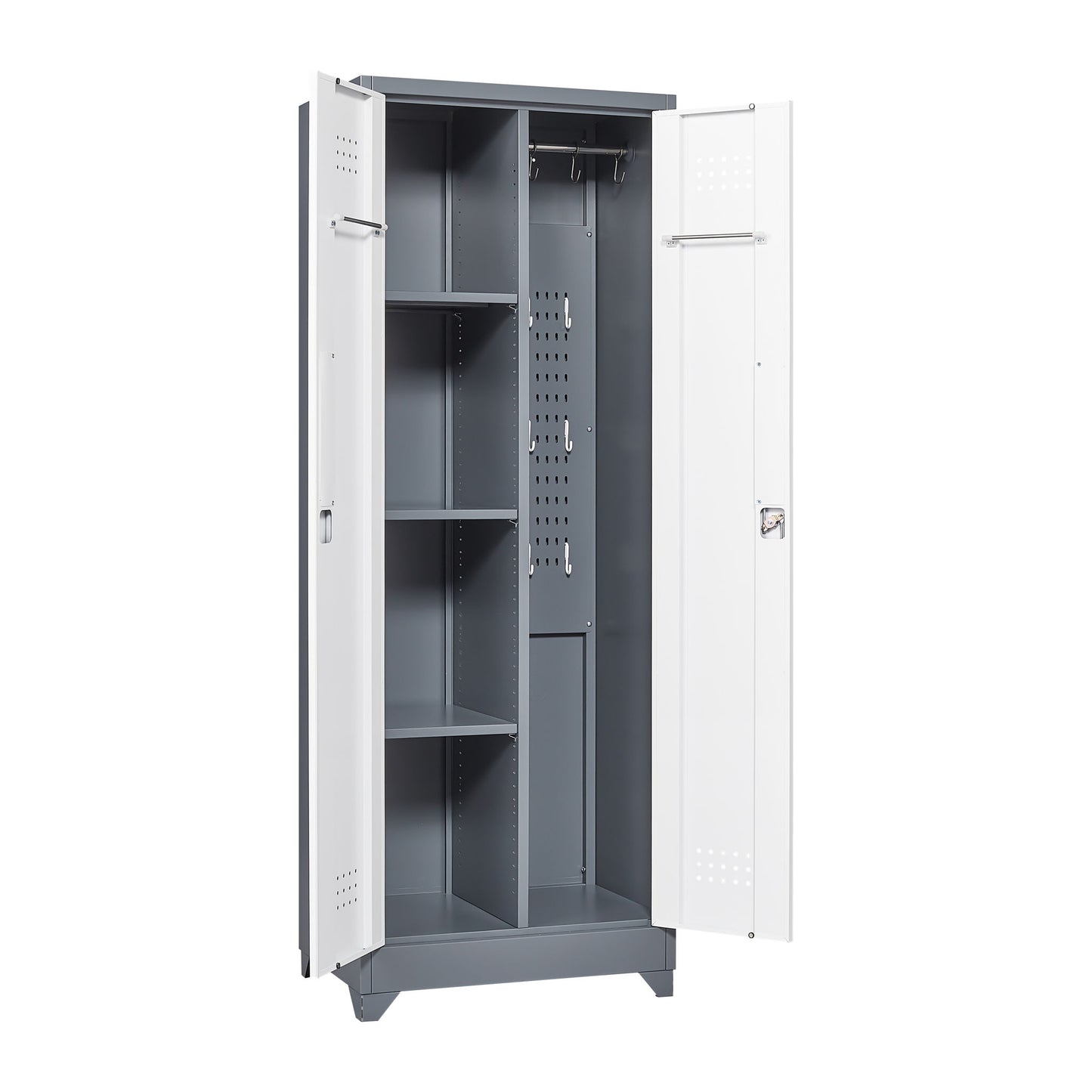 Lockers With Locking Doors, Adjustable Shelves, High Broom Tool Storage Cabinet