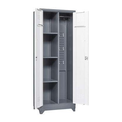 Lockers With Locking Doors, Adjustable Shelves, High Broom Tool Storage Cabinet