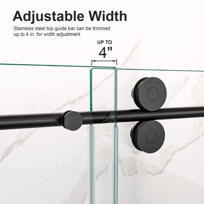 Frameless Single Sliding Shower Door With Clear Tempered Glass