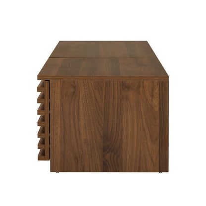TV Stand For TVs, Entertainment Center With Cable Management And Soft Closing Hinges - Walnut