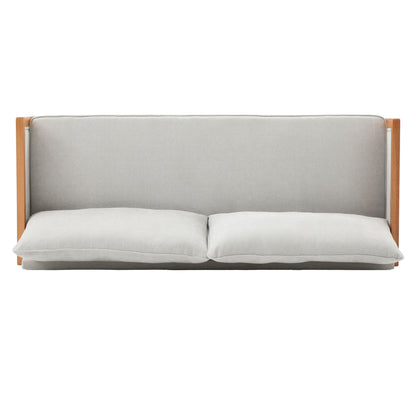 Modern 3 Seater Sofa With Wood Armrests