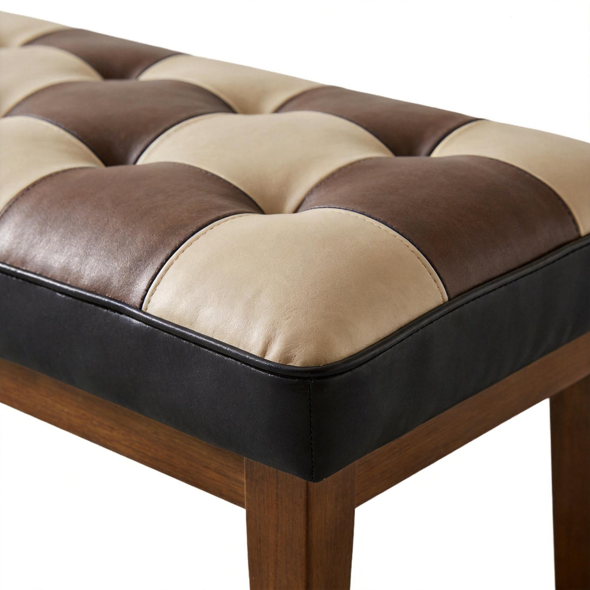 Checkered Bench For Entryway - Black / Brown / Cream