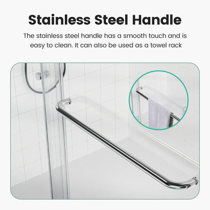 Semi Frameless Double Sliding Shower Door With Tempered Glass