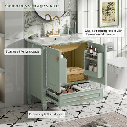 Freestanding Vanity With 1 Drawer & 2 Soft Close Doors With Door Mounted Storage
