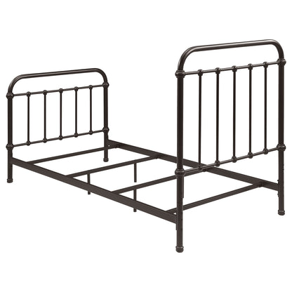 Twin Panel Bed With Ornate Design - Bronze