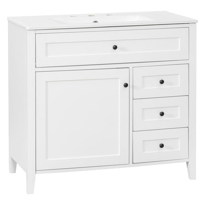 Bathroom Vanity With Sink, Cabinet With 3 Drawers And Adjustable Shelf