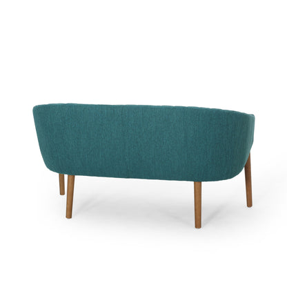 Mid Century Modern Loveseat With Channel Stitched Backrest