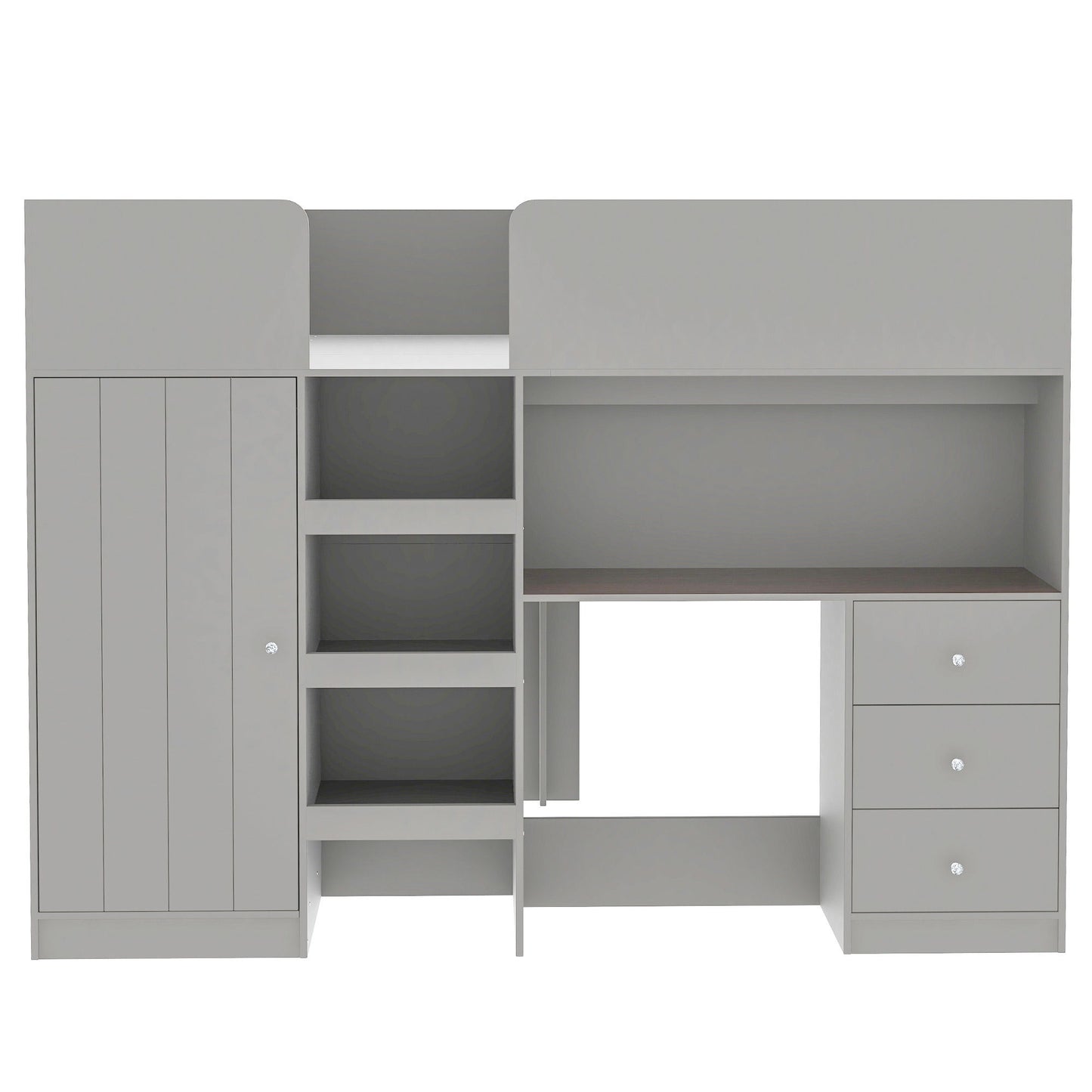 Loft Bed With Built In Wardrobe, Desk, Shelves, And Drawers