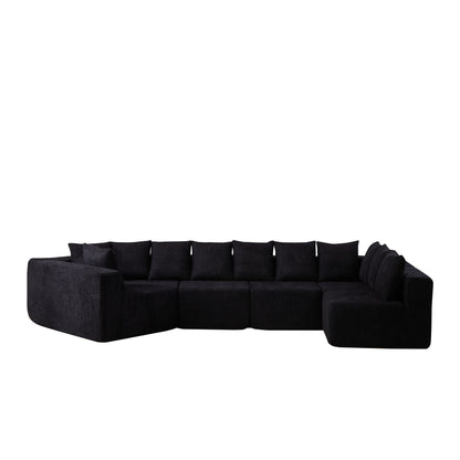 L - Shaped Modular Sofa With Deep Seat And 11 Pillows