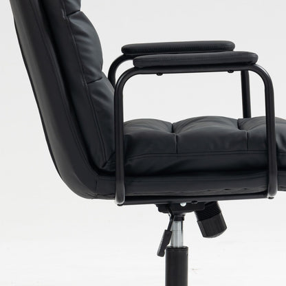 Office Chair, Mid Back Home Office Desk Task Chair With Wheels And Arms Ergonomic Computer Rolling Swivel Chair With Padded Armrest