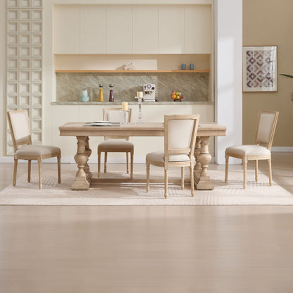 Dining Chairs Upholstered With T - Shaped Back (Set of 2) - Beige