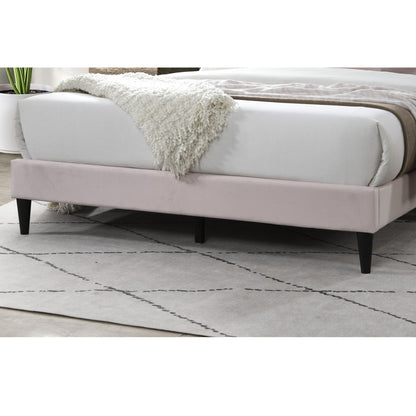Elegant Bed With Upholstered Headboard, Platform Base
