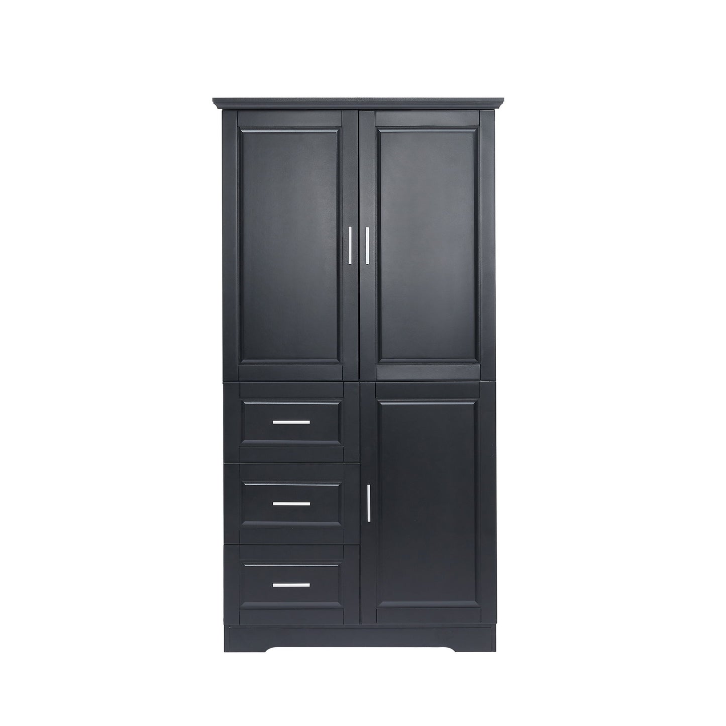Tall And Wide Storage Cabinet With Doors, 3 Drawers