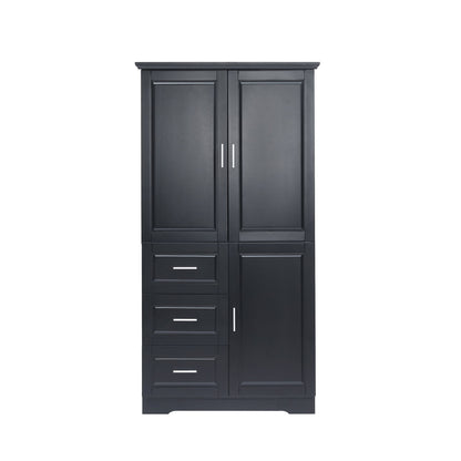 Tall And Wide Storage Cabinet With Doors, 3 Drawers
