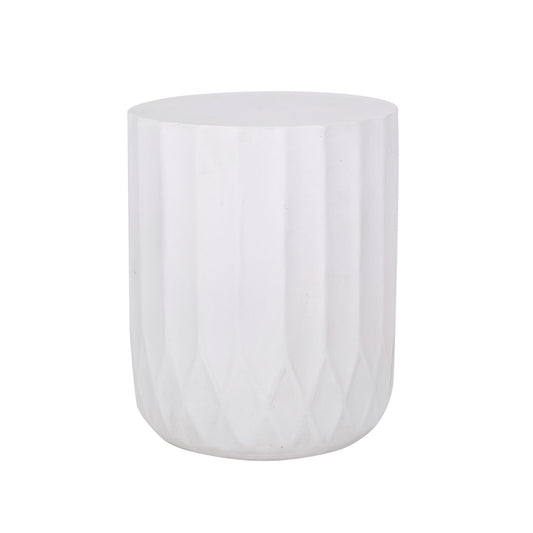 Outdoor End Table With Scallop Edge - Antique White