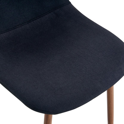 Luxury Simple Chair (Set of 4) Linen Cotton High Resilience Dining Chair With Metal Color Leg - Black / Walnut