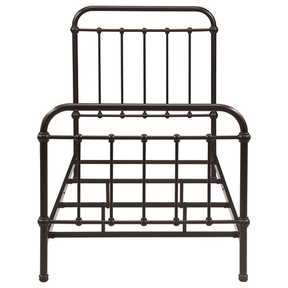 Twin Panel Bed With Ornate Design - Bronze