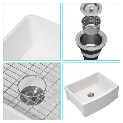 Farmhouse Sink, Apron Front Single Bowl With Arch Edge Design