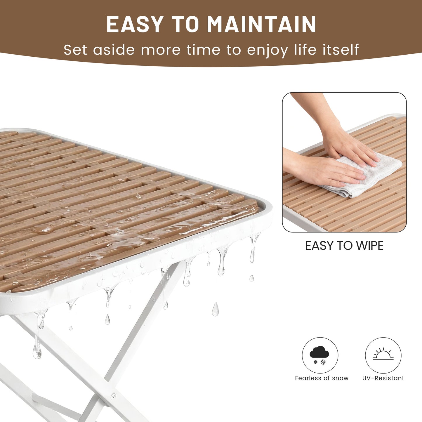 2 Pack Lounge Chair Set & Folding Square Table